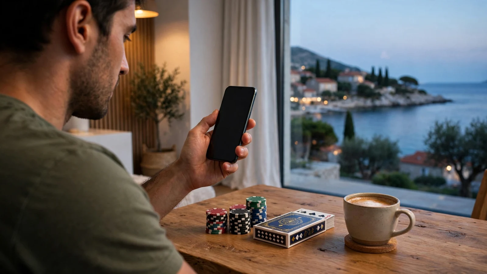 Osoba plaća putem PayPala uz čipove i karte za casino.